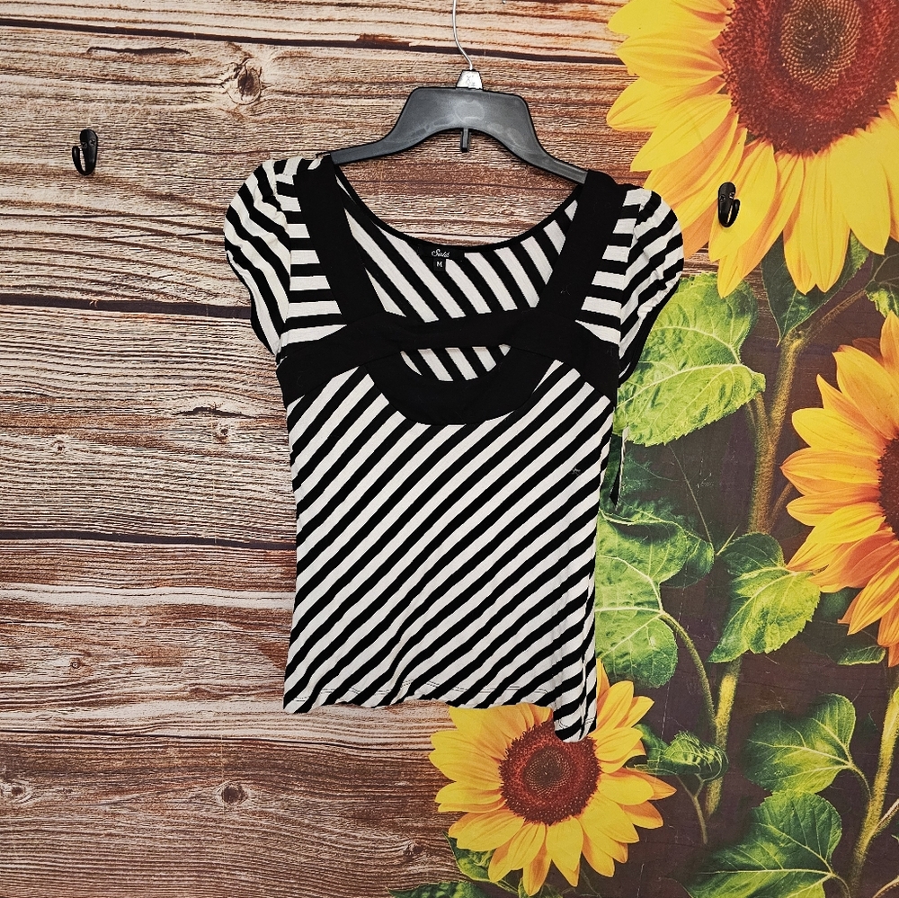 Striped Black and White Women's Top